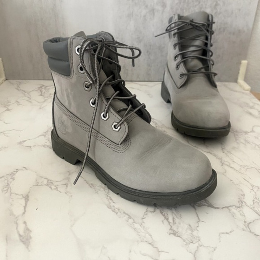 Timberland Boots Women Sz 6 Grey Hiking Combat Style Lace Up